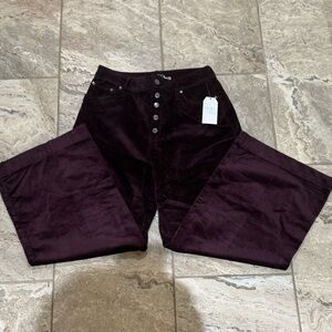 NWT size 6 High Rise Burgundy Corduroy Wide-Leg Pants